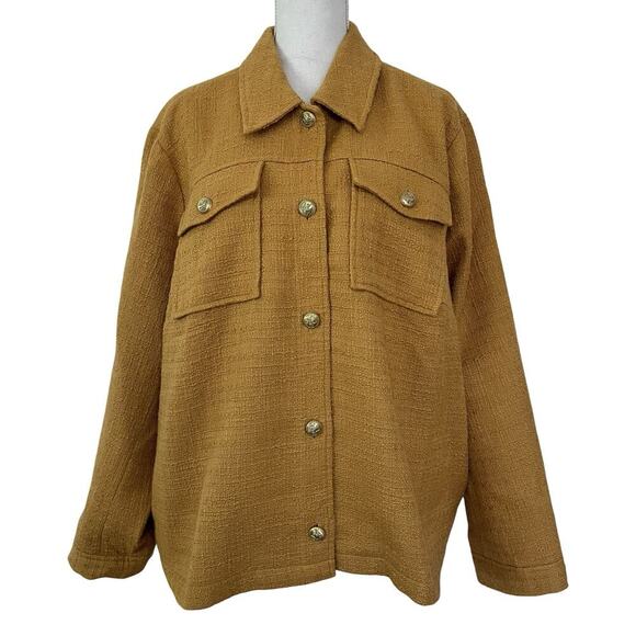 J Jill Womens Modern Tweed Button Jacket Size 3X Honey Yellow Career Office NWT - Picture 1 of 10